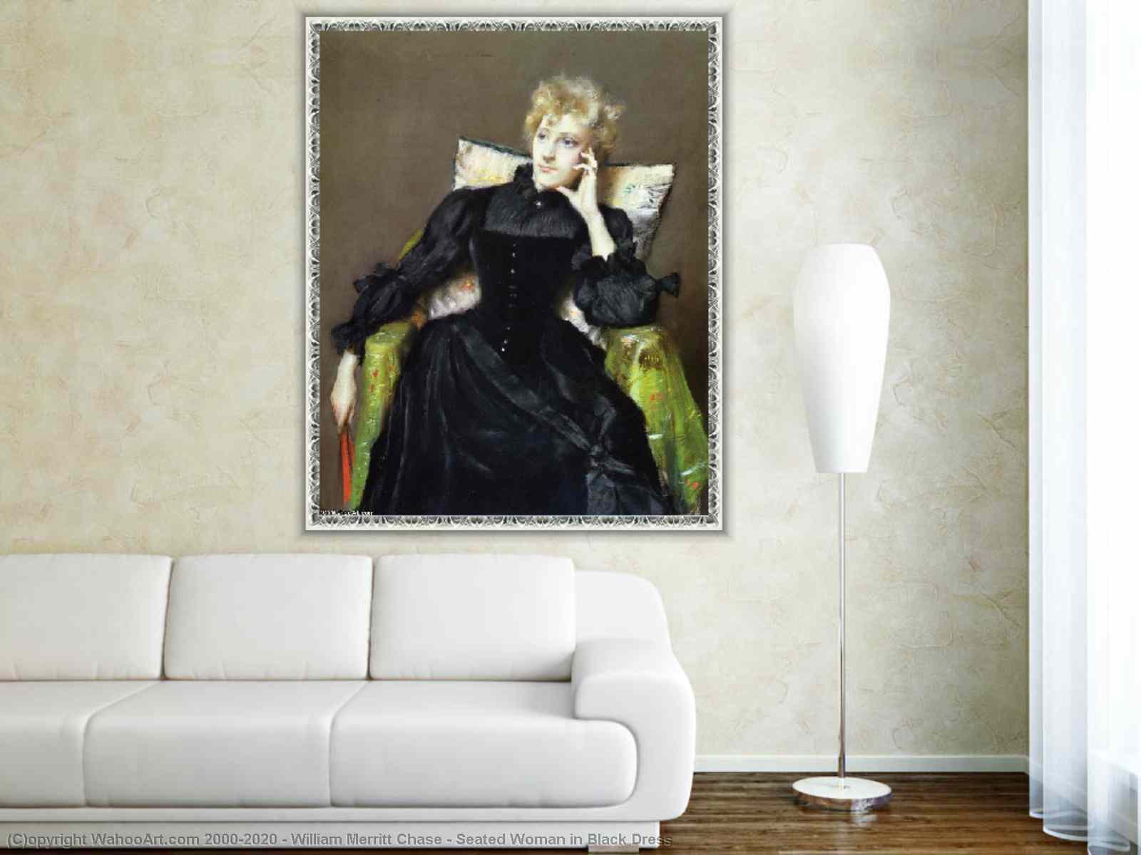 Get Paintings Reproductions Seated Woman in Black Dress by William Merritt  Chase | Most-Famous-Paintings.com