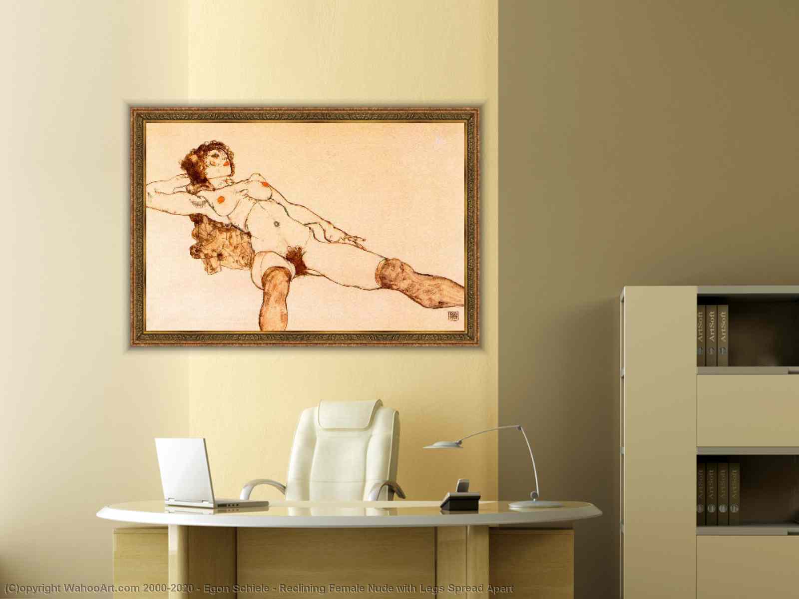 Paintings Reproductions Reclining Female Nude with Legs Spread Apart by  Egon Schiele | Most-Famous-Paintings.com