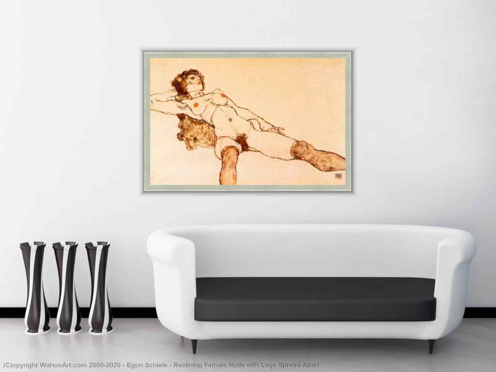 Paintings Reproductions Reclining Female Nude with Legs Spread Apart by  Egon Schiele | Most-Famous-Paintings.com