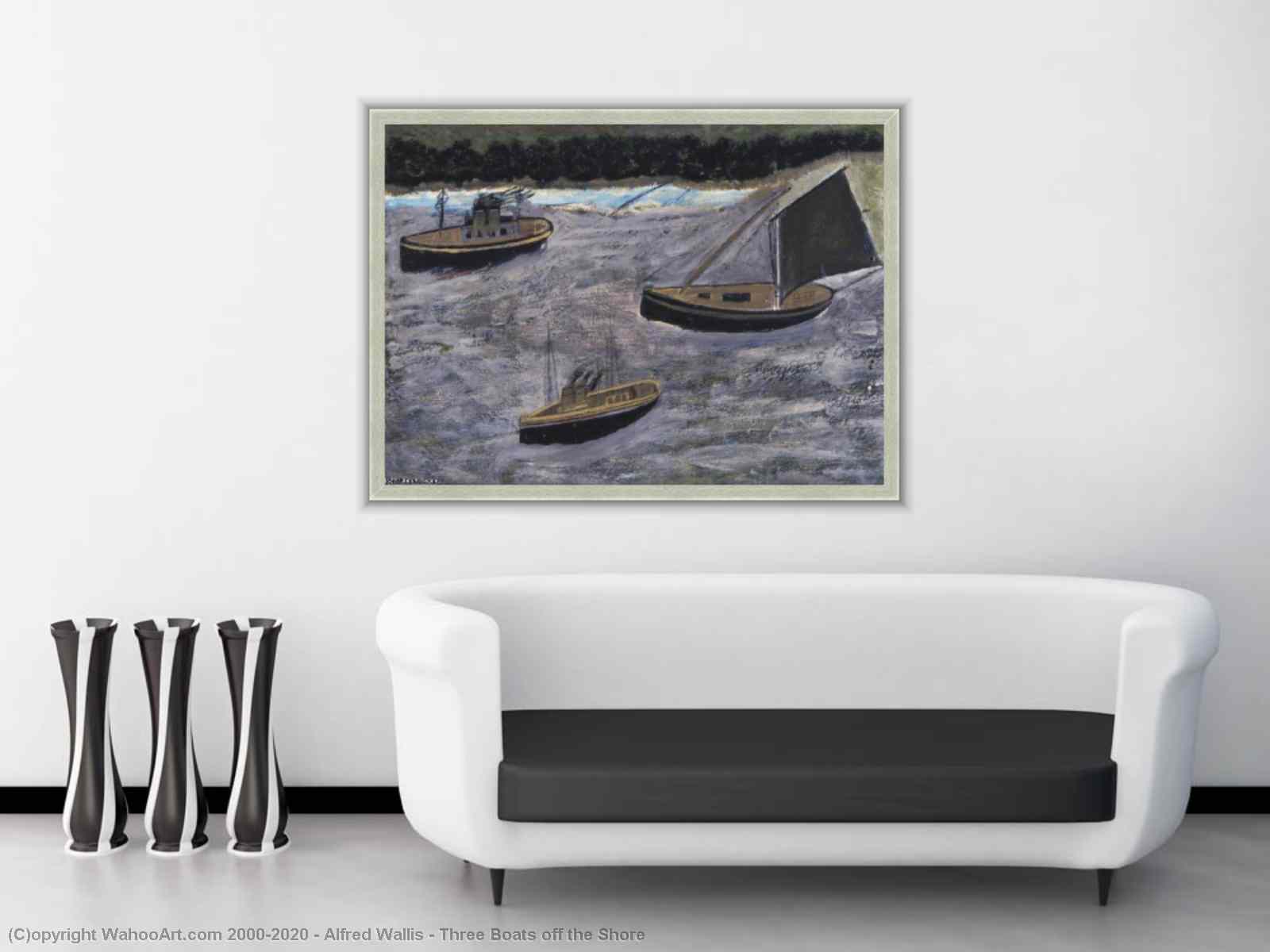 油畫三艘船离开海岸通过Alfred Wallis | Most-Famous-Paintings.com