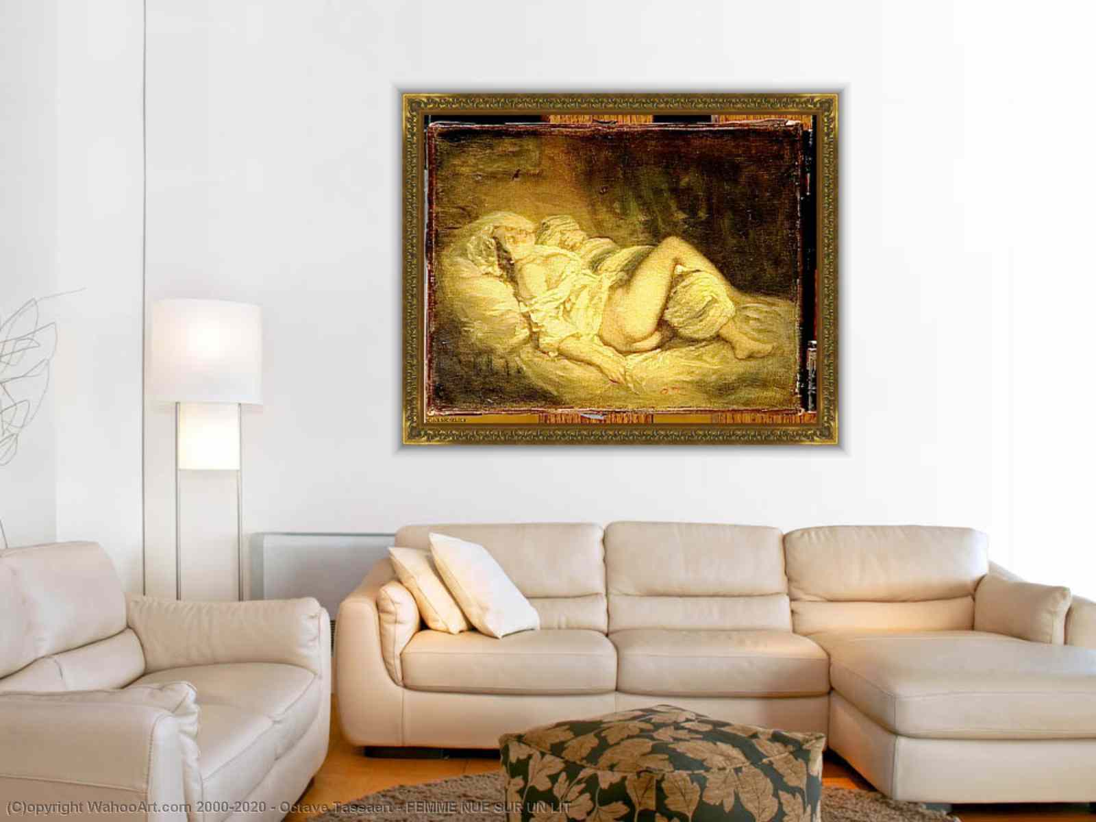 Paintings Reproductions FEMME NUE SUR UN LIT by Octave Tassaert |  Most-Famous-Paintings.com